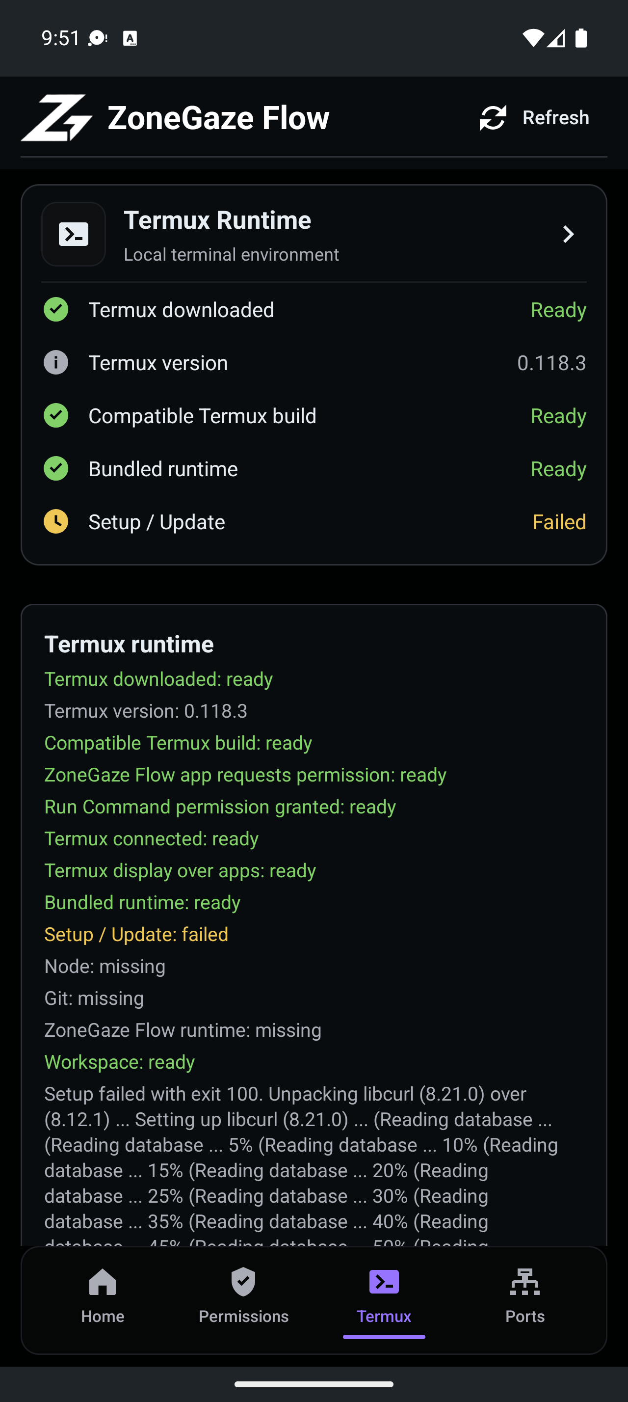 Android Termux dashboard