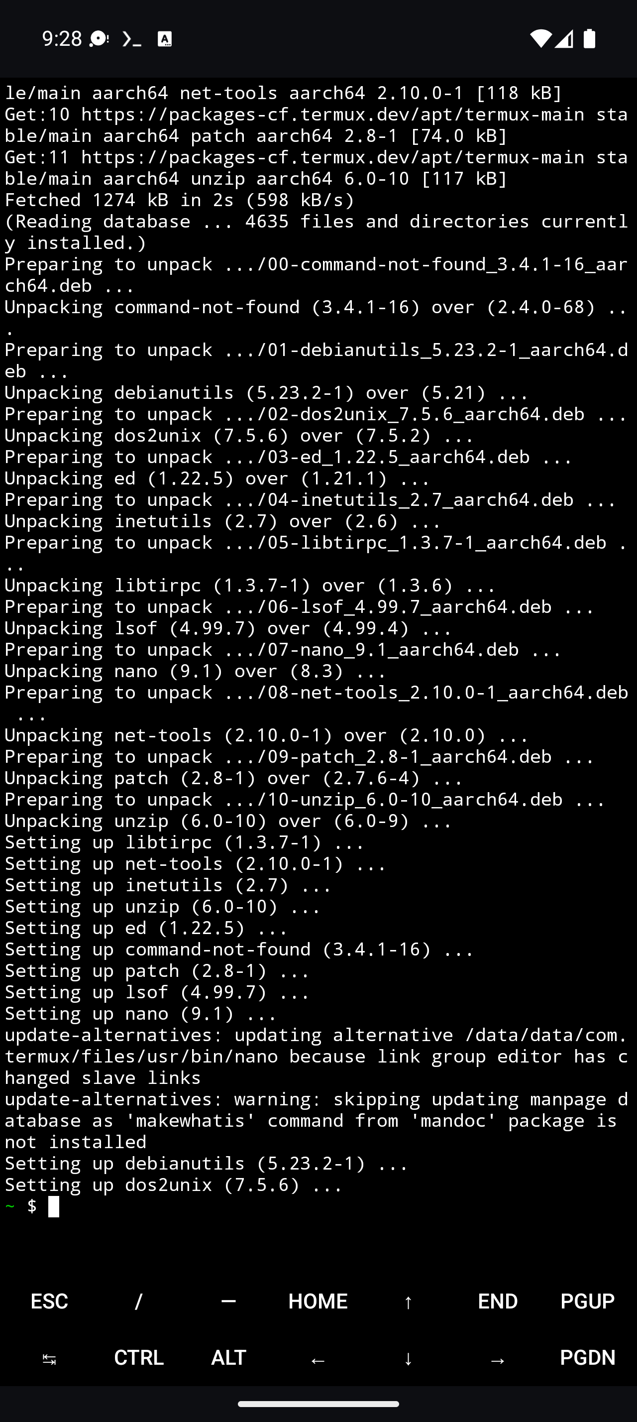 Android Termux repair output