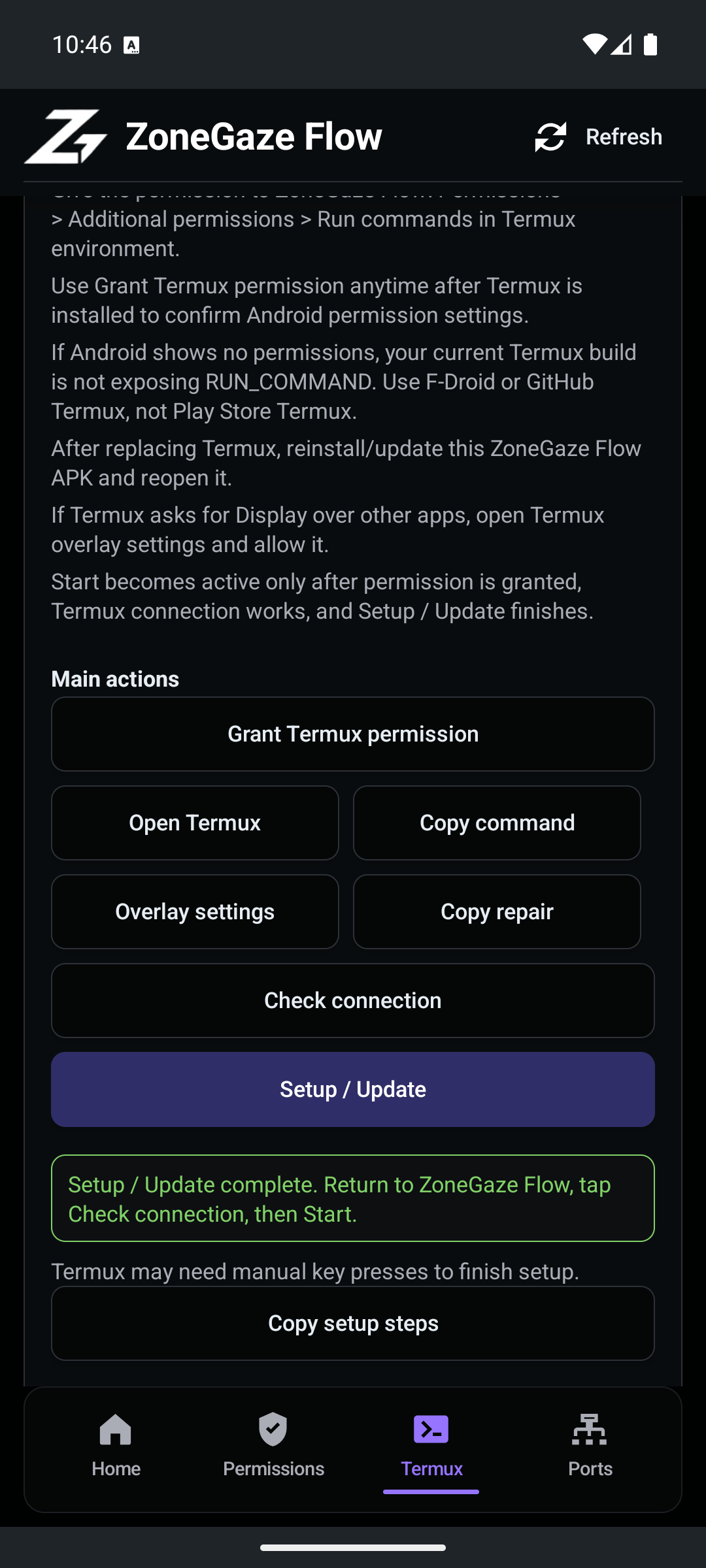 Android Termux setup complete